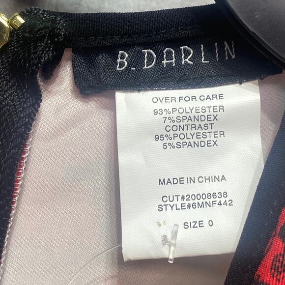 B. DARLIN Juniors' Red High-Neck Sleeveless Floral Bodycon Mini Dress SZ 0 - Picture 6 of 7